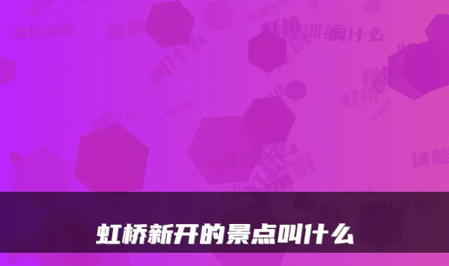 虹桥新开的景点叫什么