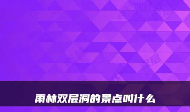 雨林双层洞的景点叫什么